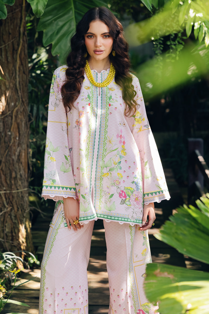Model wearing OP-02 Elio, back view, a Pakistani designer outfit by Qalamkar, available online in the UK.