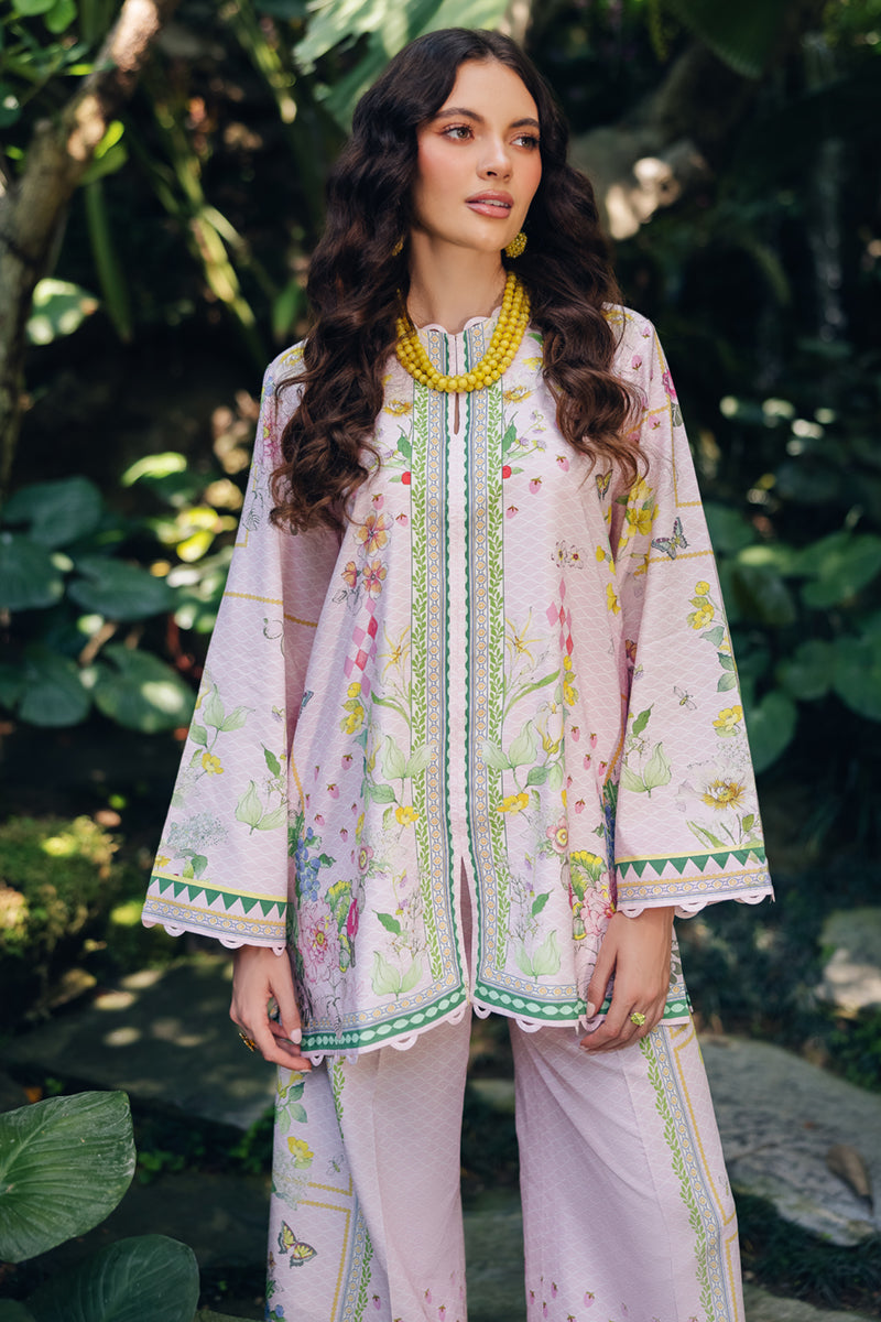 Model wearing OP-02 Elio, close-up detail, a Pakistani designer outfit by Qalamkar, available online in the UK.
