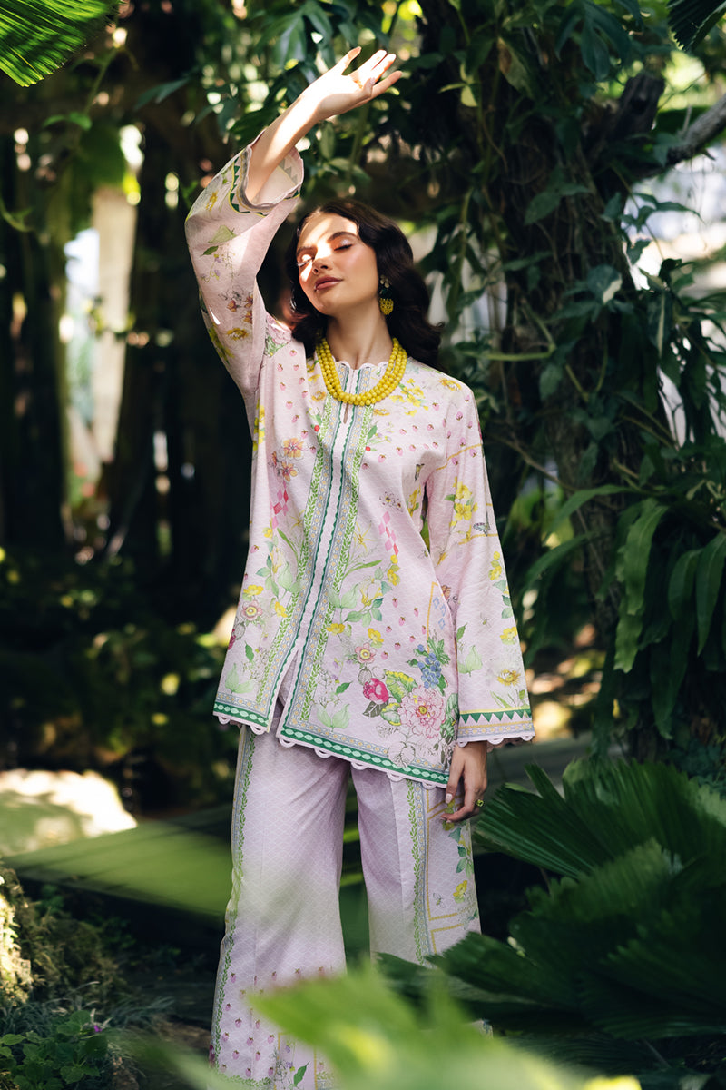Model wearing OP-02 Elio, sleeves close-up, a Pakistani designer outfit by Qalamkar, available online in the UK.