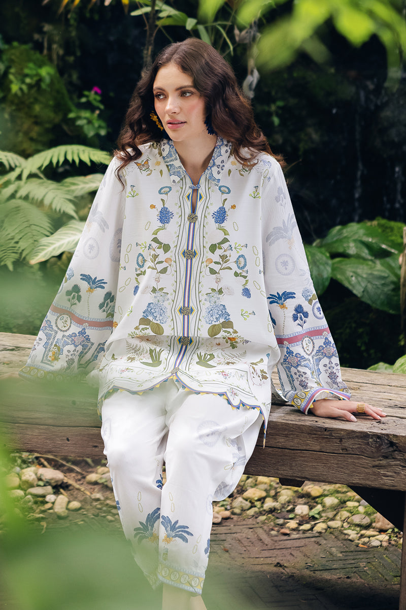 Model wearing OP-06 Ilsa, sleeves close-up, a Pakistani designer outfit by Qalamkar, available online in the UK.