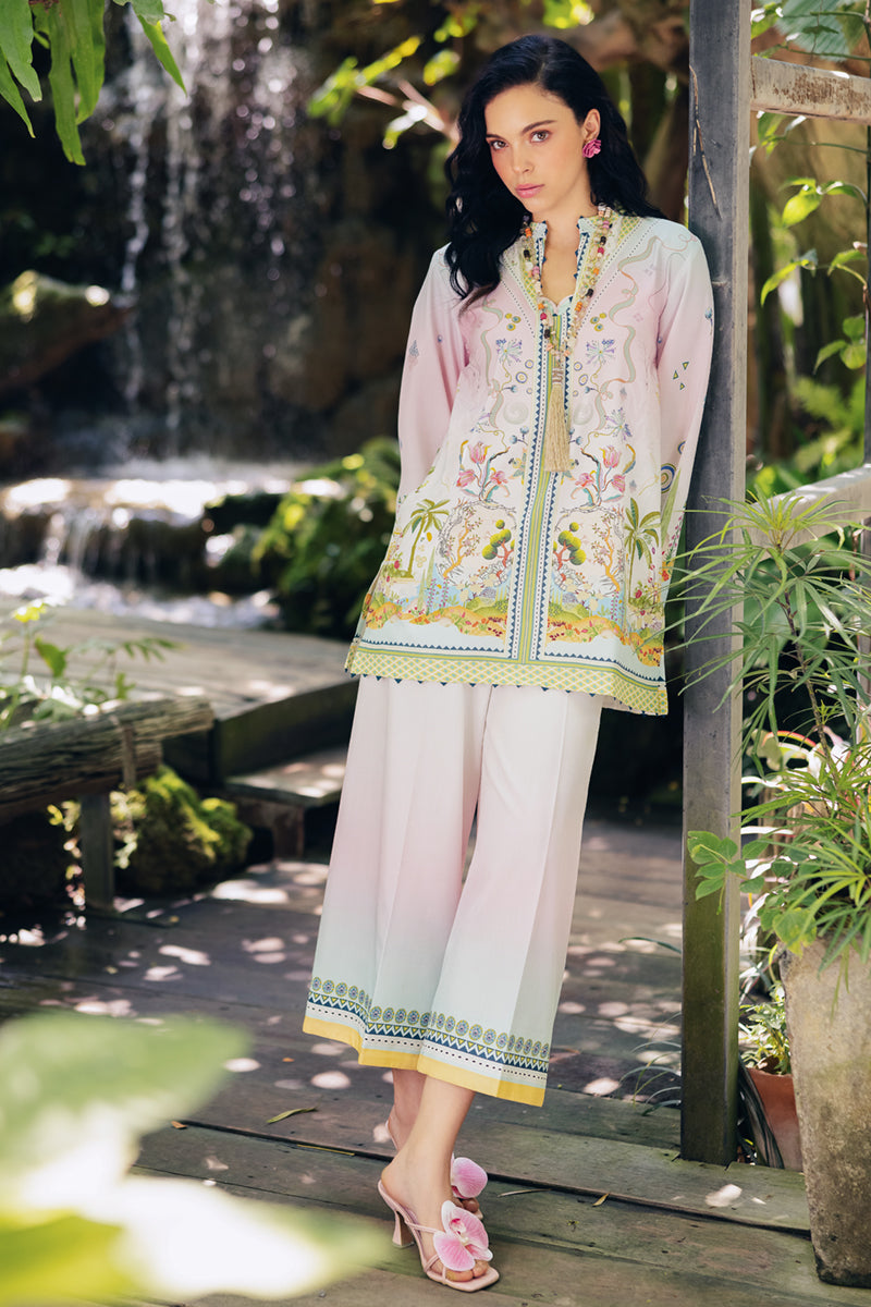 Model wearing OP-09 Sigr, close-up detail, a Pakistani designer outfit by Qalamkar, available online in the UK.