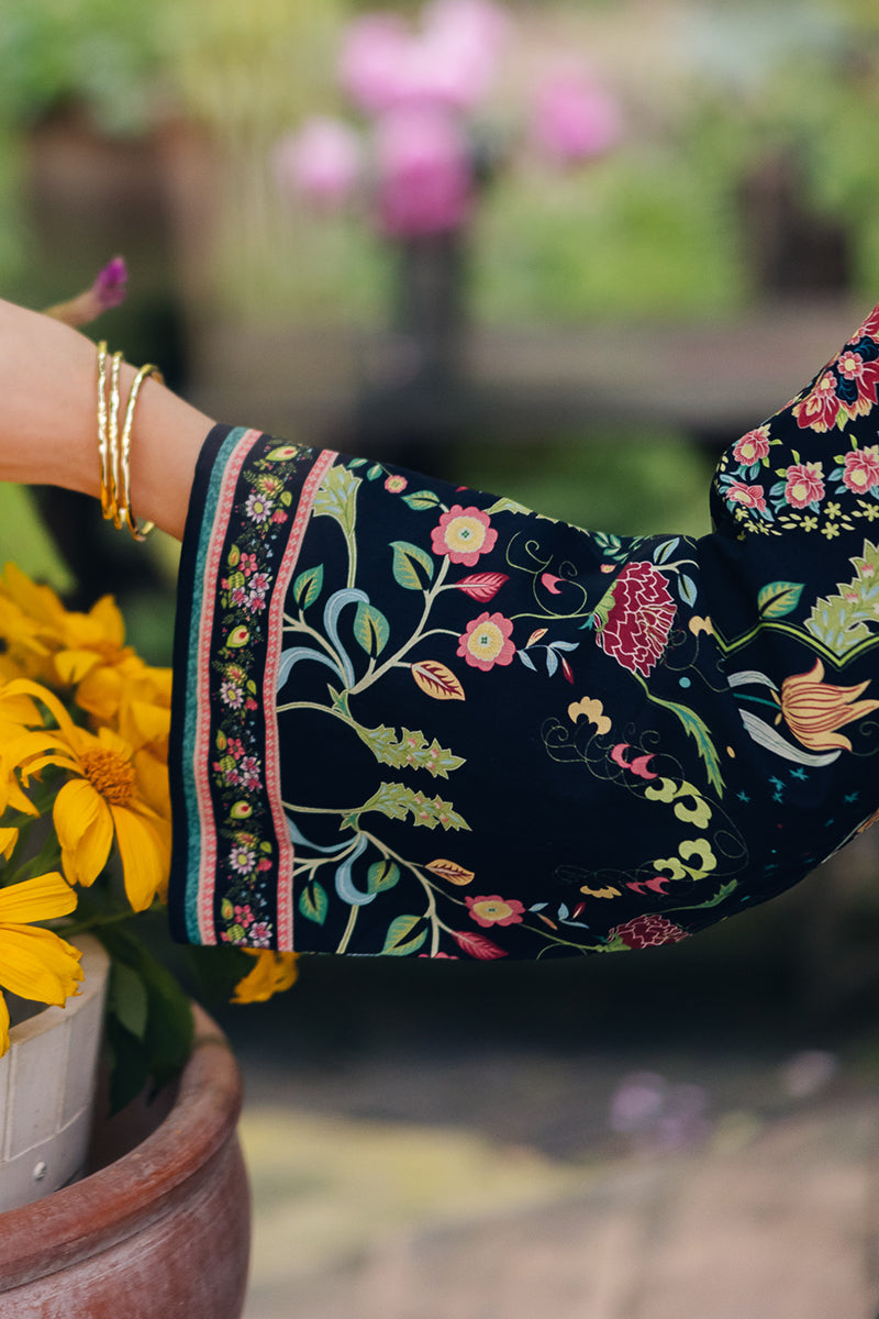 Model wearing OP-07 Rane, close-up detail, a Pakistani designer outfit by Qalamkar, available online in the UK.