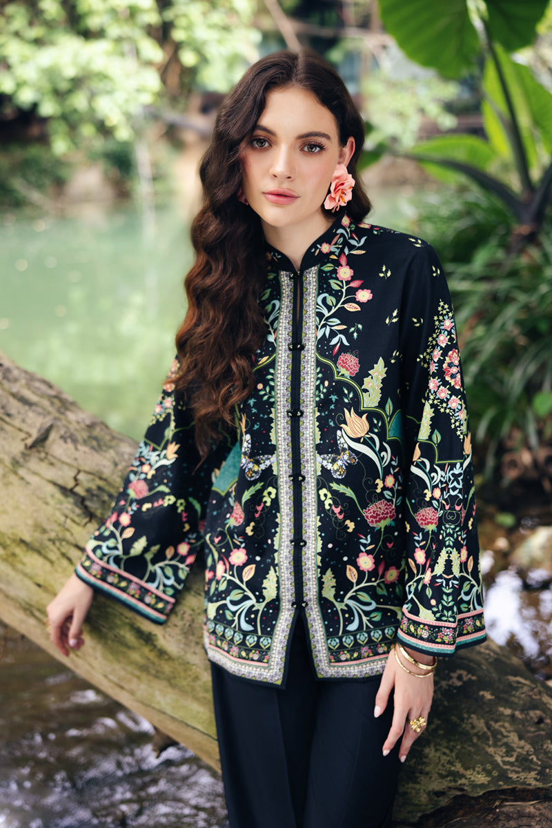 Model wearing OP-07 Rane, model styling view, a Pakistani designer outfit by Qalamkar, available online in the UK.