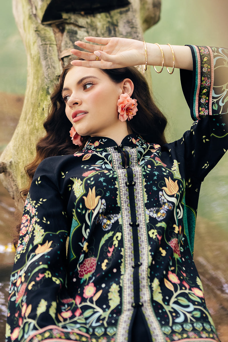 Model wearing OP-07 Rane, final angle shot, a Pakistani designer outfit by Qalamkar, available online in the UK.