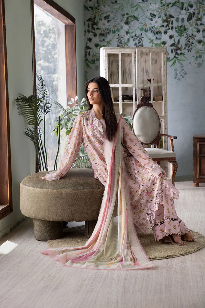 Model wearing pastel pink Design 1A outfit from Sobia Nazir Vital '25 Vol. 2, Pakistani luxury pret and clothes online in UK.