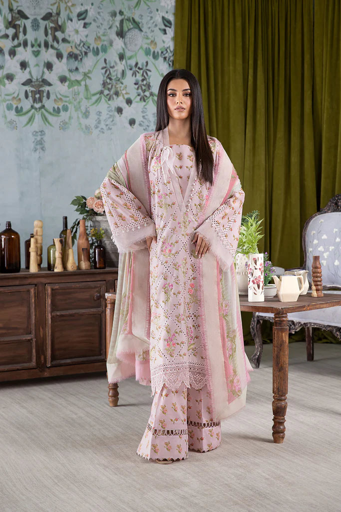 Model wearing pastel pink Design 1A outfit from Sobia Nazir Vital '25 Vol. 2, Pakistani luxury pret and clothes online in UK.