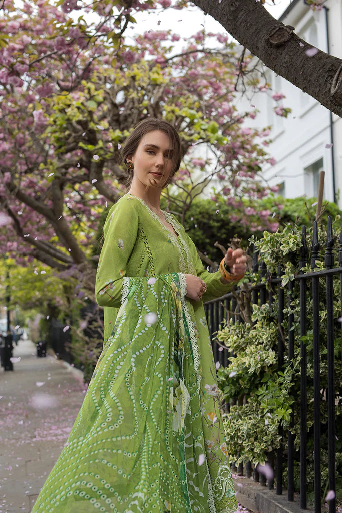 Model wearing lime green Sobia Nazir Design 3A from SN Basics '25, Pakistani luxury pret collection, shop Pakistani clothes online in UK.