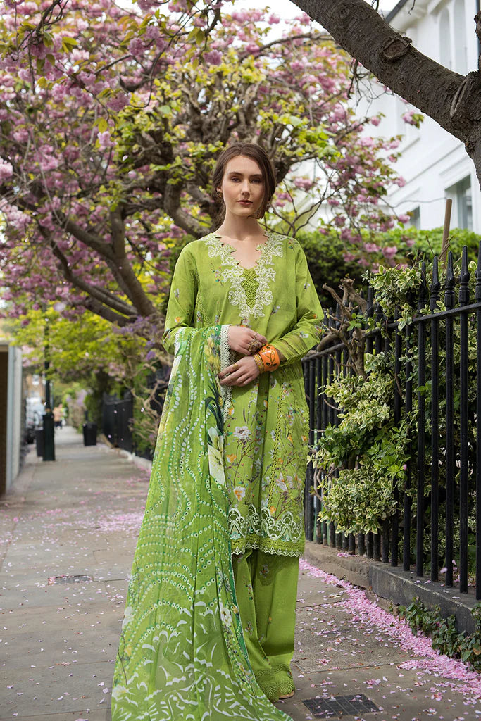 Model wearing lime green Sobia Nazir Design 3A from SN Basics '25, Pakistani luxury pret collection, shop Pakistani clothes online in UK.