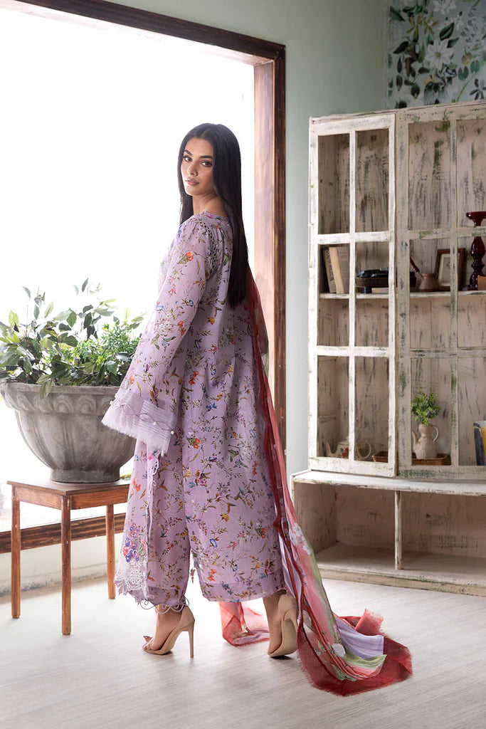 Model wearing lilac Design 3B outfit from Sobia Nazir Vital '25 Vol. 2, Pakistani luxury pret and Pakistani clothes online in UK.