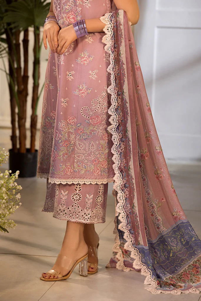 Model wearing Sobia Nazir Vital 2025 Design 3B in soft mauve with intricate embroidery. Shop Pakistani luxury pret clothes online in UK.
