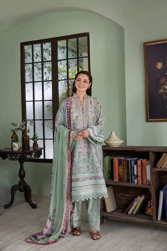 Model wearing mint green Design 4B outfit from Sobia Nazir Vital '25 Vol. 2, Pakistani luxury pret and clothes online in UK.