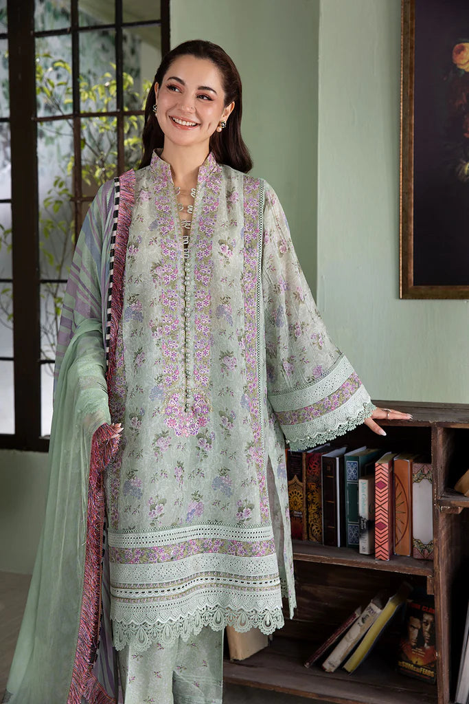 Model wearing mint green Design 4B outfit from Sobia Nazir Vital '25 Vol. 2, Pakistani luxury pret and clothes online in UK.