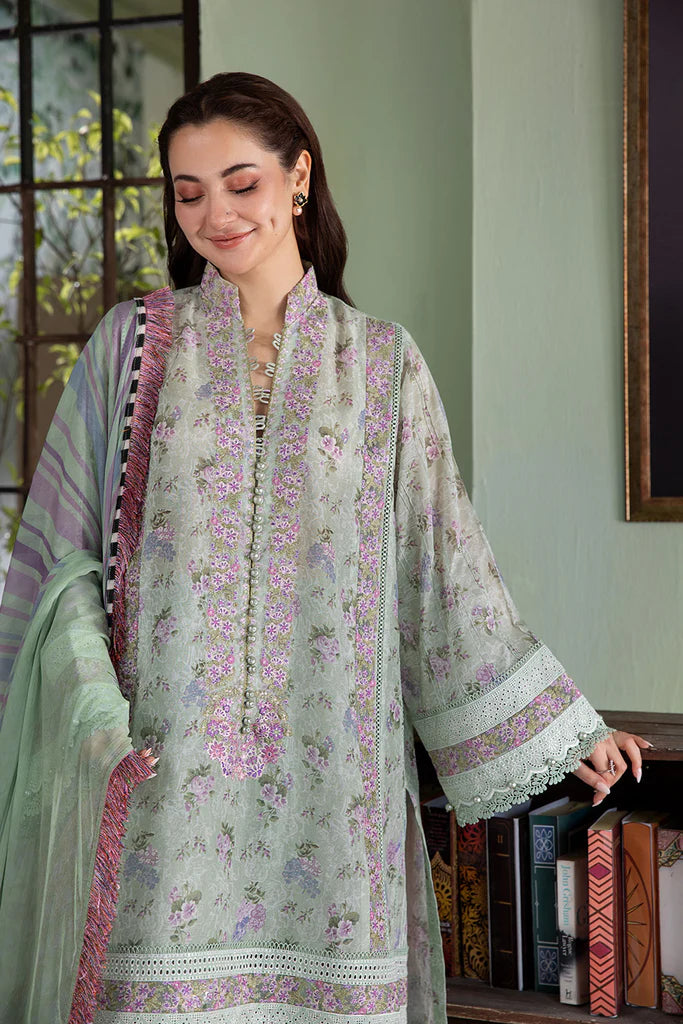 Model wearing mint green Design 4B outfit from Sobia Nazir Vital '25 Vol. 2, Pakistani luxury pret and clothes online in UK.