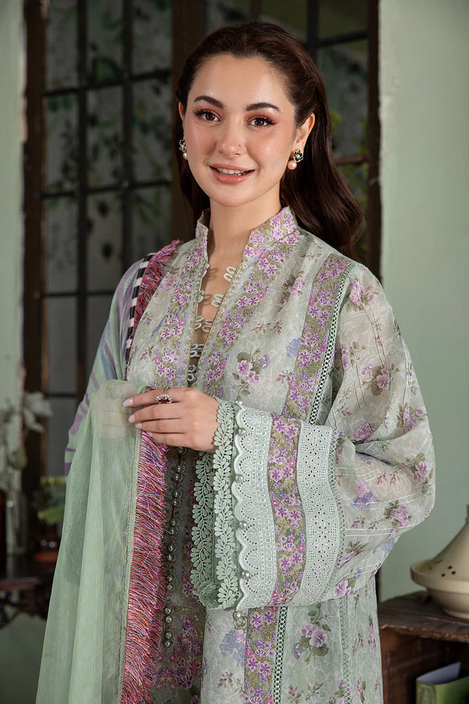 Model wearing mint green Design 4B outfit from Sobia Nazir Vital '25 Vol. 2, Pakistani luxury pret and clothes online in UK.
