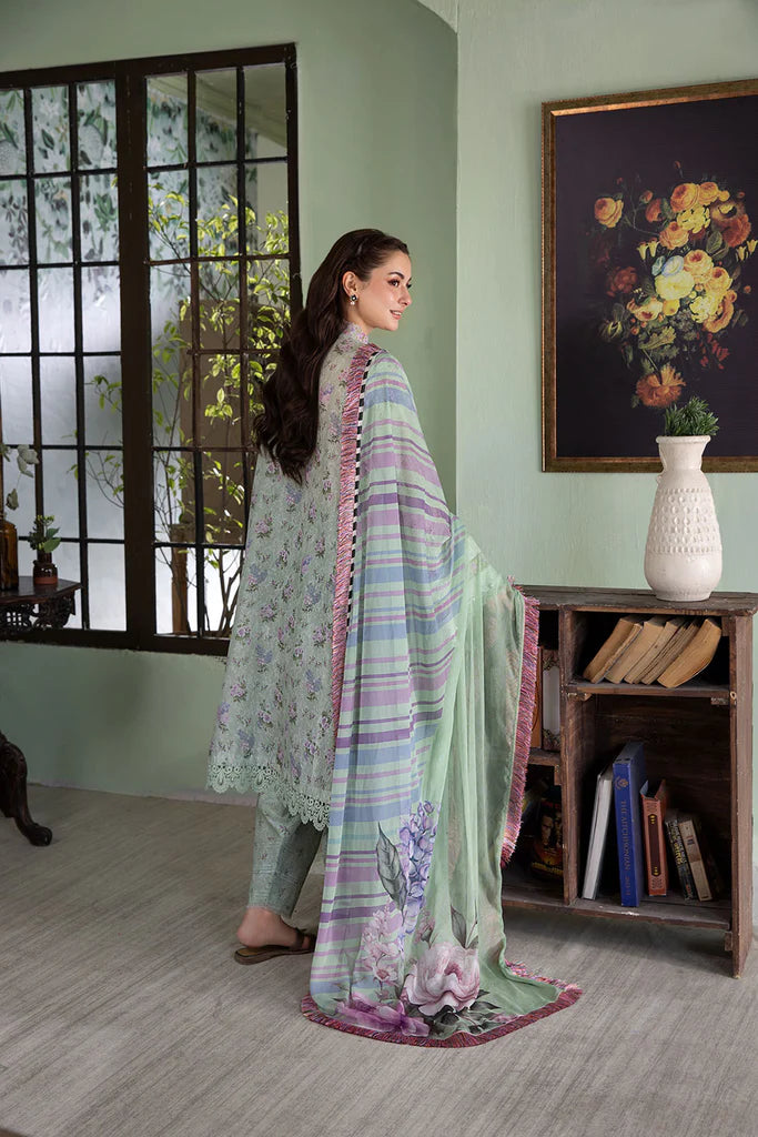 Model wearing mint green Design 4B outfit from Sobia Nazir Vital '25 Vol. 2, Pakistani luxury pret and clothes online in UK.