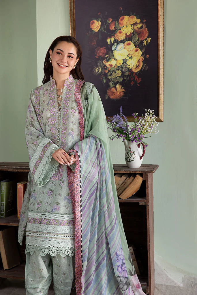 Model wearing mint green Design 4B outfit from Sobia Nazir Vital '25 Vol. 2, Pakistani luxury pret and clothes online in UK.