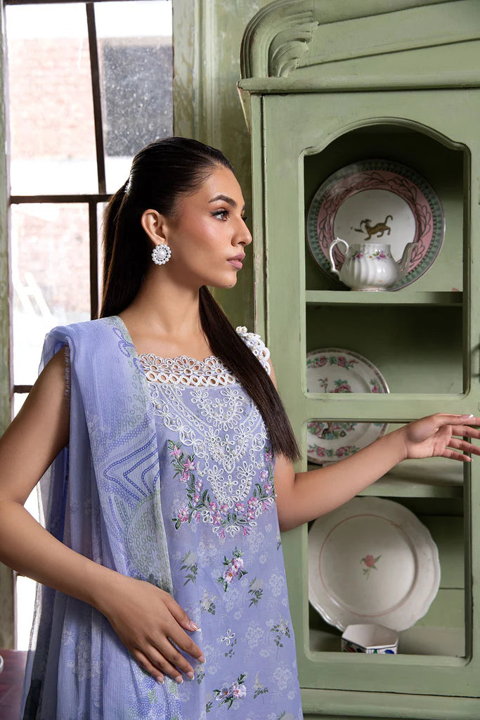 Model wearing lavender Design 7A outfit from Sobia Nazir Vital '25 Vol. 2, Pakistani luxury pret and clothes online in UK.
