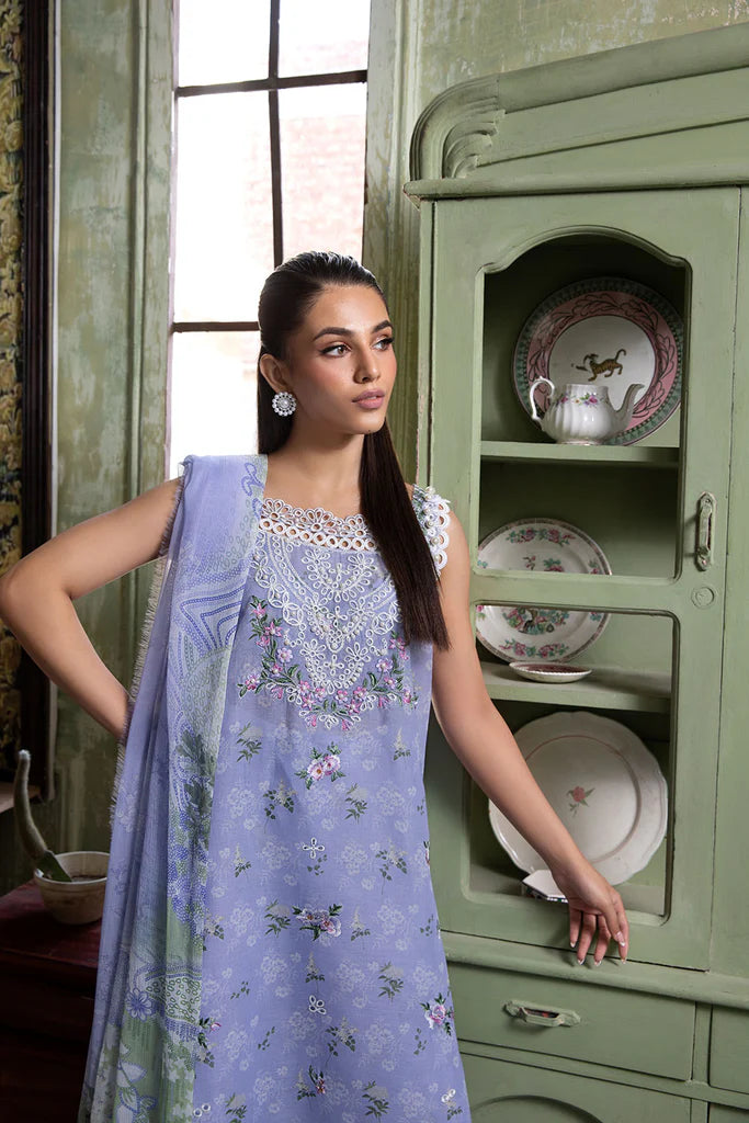 Model wearing lavender Design 7A outfit from Sobia Nazir Vital '25 Vol. 2, Pakistani luxury pret and clothes online in UK.