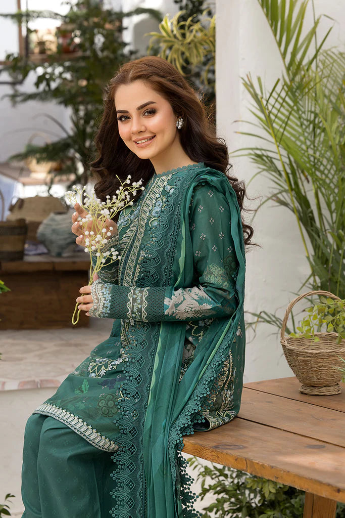 Model wearing Sobia Nazir Vital 2025 Design 9B in emerald green with elegant embroidery and matching dupatta. Shop Pakistani luxury pret and Pakistani clothes online in UK.