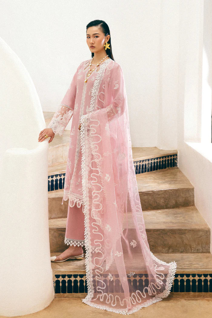Model wearing blush pink Saira Rizwan JOIE SREP04-25 from Sajri Eid Pret '25, Pakistani luxury pret, shop Saira Rizwan clothes online in UK.