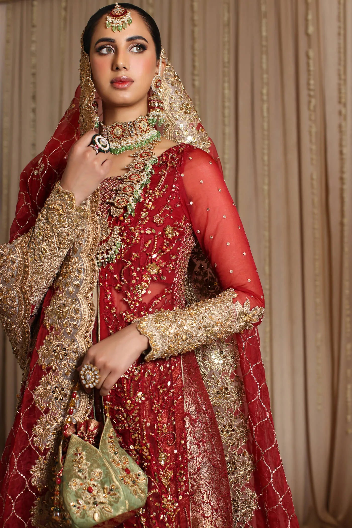 Model wearing The Modern Maharani's ROYAL HIGHNESS, an equisite mold by Musferah Saad UK, Pakistani Clothes UK.