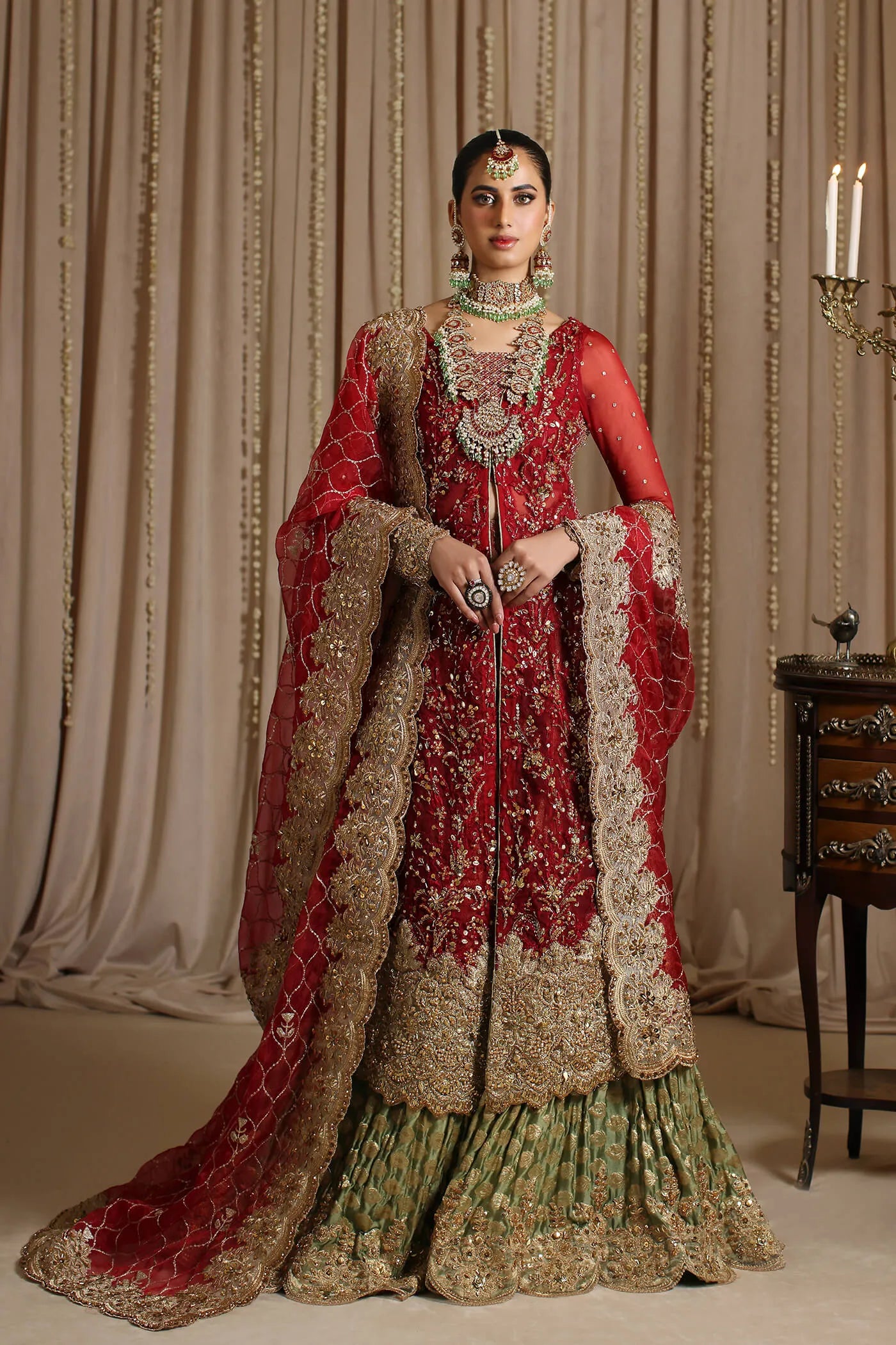 Model wearing The Modern Maharani's ROYAL HIGHNESS, an equisite mold by Musferah Saad UK, Pakistani Clothes UK.