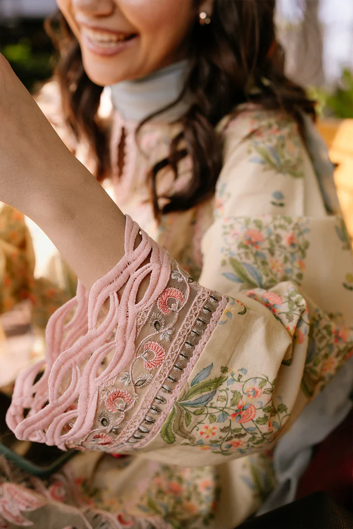 Model wearing pastel yellow NERIDA-A-SRL25-02 from Saira Rizwan Laneem SS/25, ideal for Pakistani luxury pret and clothes online in UK.