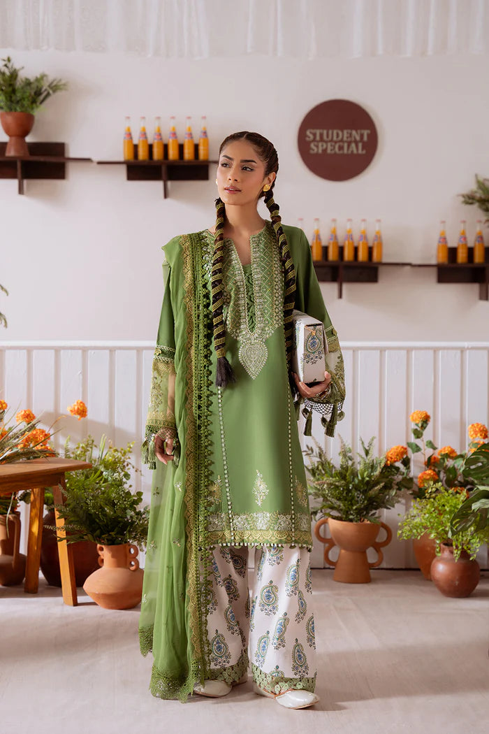 Model wearing green and white ZAFIRA-A-SRL25-03 from Saira Rizwan Laneem SS/25, ideal for Pakistani luxury pret and clothes online in UK.