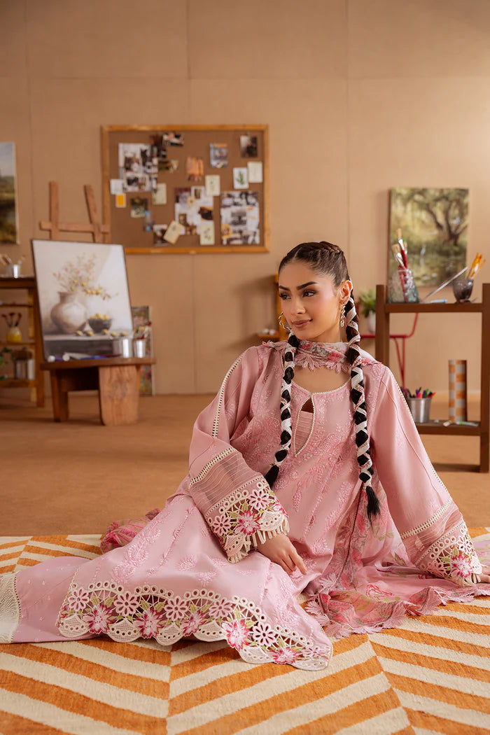 Model wearing pink LEYLA-B-SRL25-04 from Saira Rizwan Laneem SS/25, perfect for Pakistani luxury pret and Pakistani clothes online in UK.