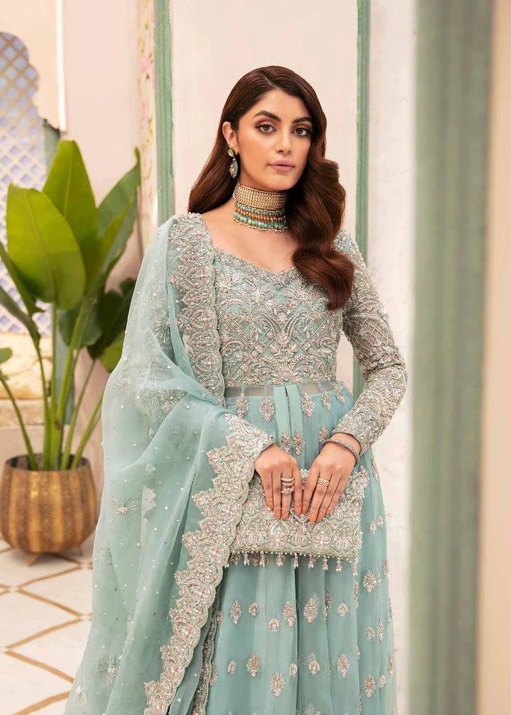 Model flaunting Kanwal Malik Vistas Of Jaipur '23 Ambika dress, adding allure to Pakistani wedding attire online in the UK.