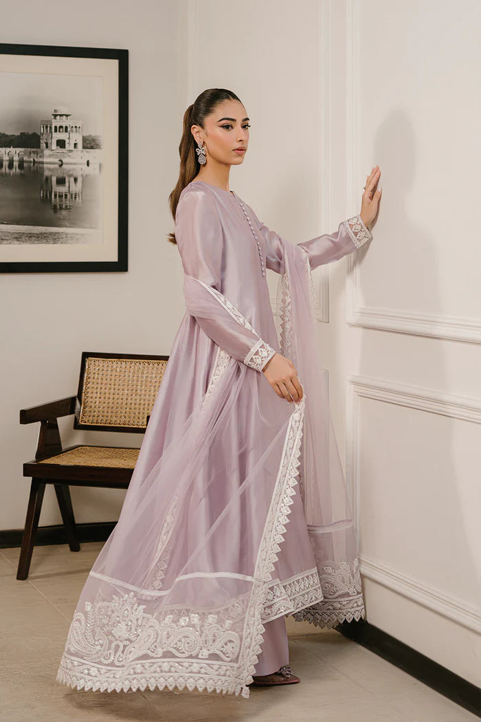 Model wearing lavender LUMI-SREP1-06 from Saira Rizwan Rumi Eid Pret '25, perfect for Pakistani luxury pret and Pakistani clothes online in UK.
