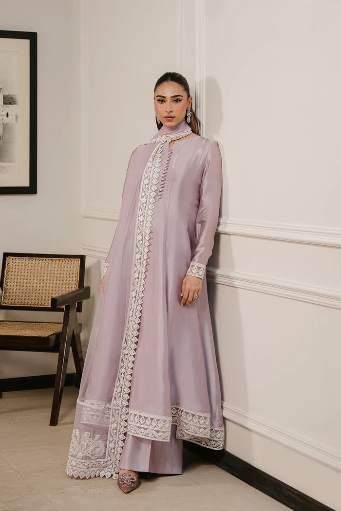 Model wearing lavender LUMI-SREP1-06 from Saira Rizwan Rumi Eid Pret '25, perfect for Pakistani luxury pret and Pakistani clothes online in UK.