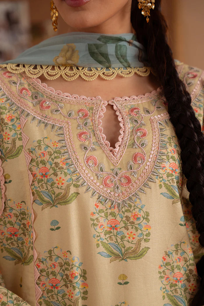 Model wearing pastel yellow NERIDA-A-SRL25-02 from Saira Rizwan Laneem SS/25, ideal for Pakistani luxury pret and clothes online in UK.