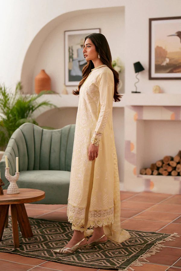 Experience the elegance of Lenora from Saffron's Mystere Festive Lawn collection, featuring a check lawn shirt and jacquard organza dupatta. Shop exquisite Pakistani clothes online in the UK at Signature Labels.