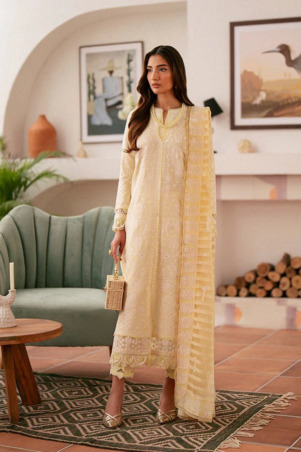 Experience the elegance of Lenora from Saffron's Mystere Festive Lawn collection, featuring a check lawn shirt and jacquard organza dupatta. Shop exquisite Pakistani clothes online in the UK at Signature Labels.