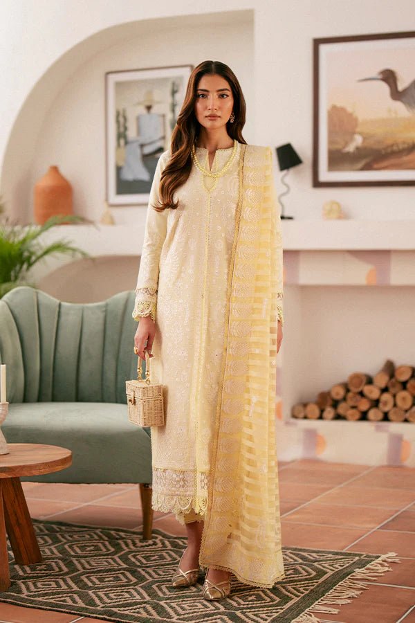 Experience the elegance of Lenora from Saffron's Mystere Festive Lawn collection, featuring a check lawn shirt and jacquard organza dupatta. Shop exquisite Pakistani clothes online in the UK at Signature Labels.
