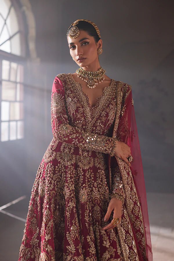 Model wearing Soraya ZOHRA Bridal dress, a stunning Pakistani wedding attire online in the UK.