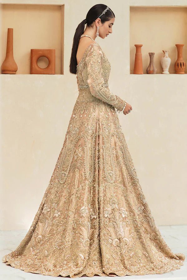 Model wearing Soraya ELANA Bridal dress, a timeless Pakistani wedding attire online in the UK.