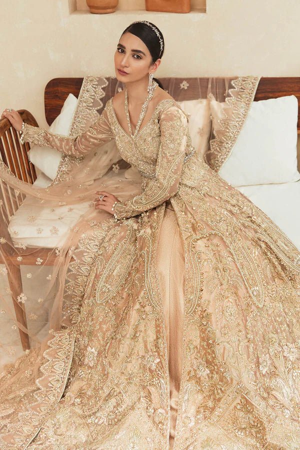 Model wearing Soraya ELANA Bridal dress, a timeless Pakistani wedding attire online in the UK.