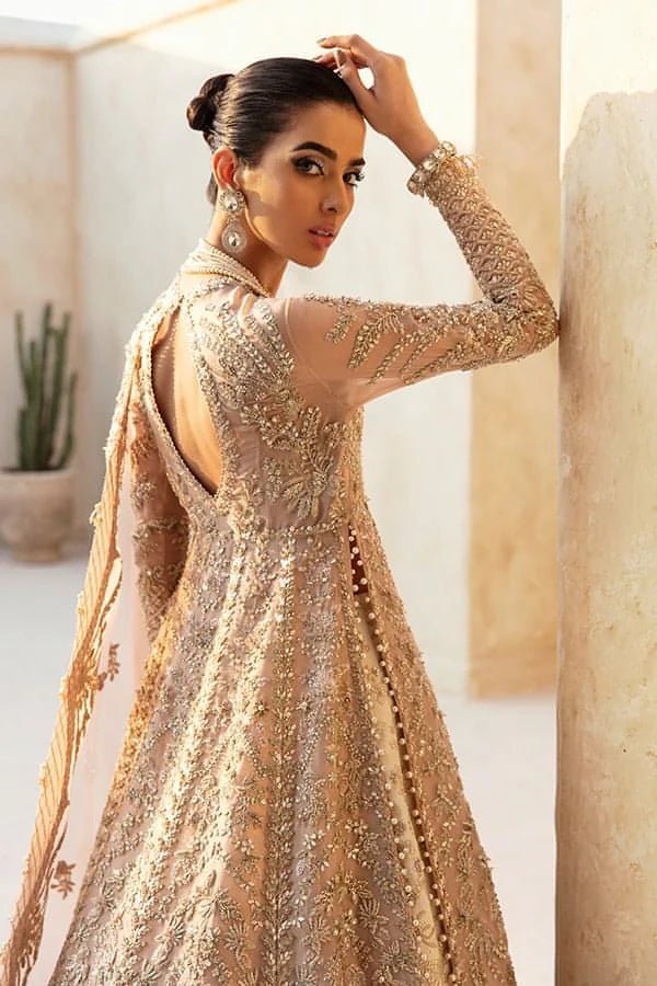 Model wearing Soraya ONRIQUE Bridal dress, a radiant choice for Pakistani wedding attire online in the UK.