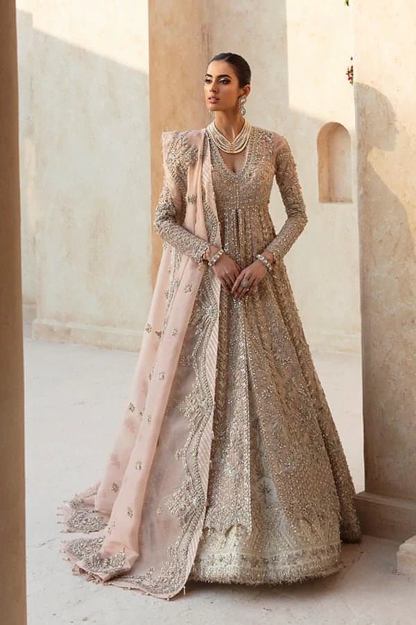 Model wearing Soraya ONRIQUE Bridal dress, a radiant choice for Pakistani wedding attire online in the UK.