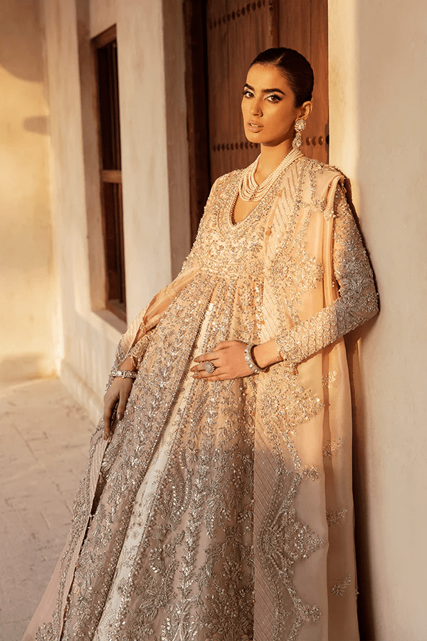 Model wearing Soraya ONRIQUE Bridal dress, a radiant choice for Pakistani wedding attire online in the UK.