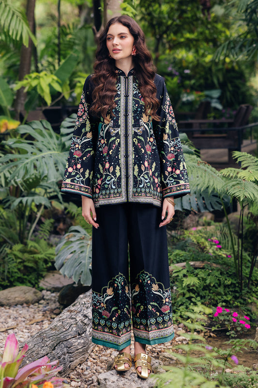 Model wearing OP-07 Rane, front view, a Pakistani designer outfit by Qalamkar, available online in the UK.