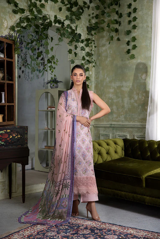 Model wearing pink Design 10A from Sobia Nazir Vital '25 Vol. 2, Mushq Pakistani luxury pret and Pakistani clothes online in UK.