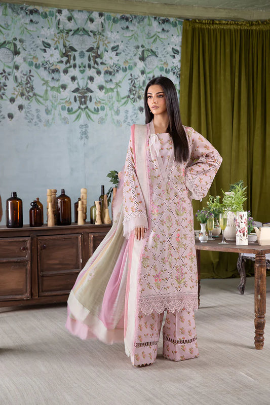 Model wearing pastel pink Design 1A outfit from Sobia Nazir Vital '25 Vol. 2, Pakistani luxury pret and clothes online in UK.