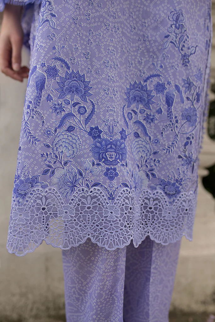 Model wearing lavender blue sleeveless Design 7A from Sobia Nazir SN Basics '25, Pakistani Luxury pret, Pakistani clothes online in UK.