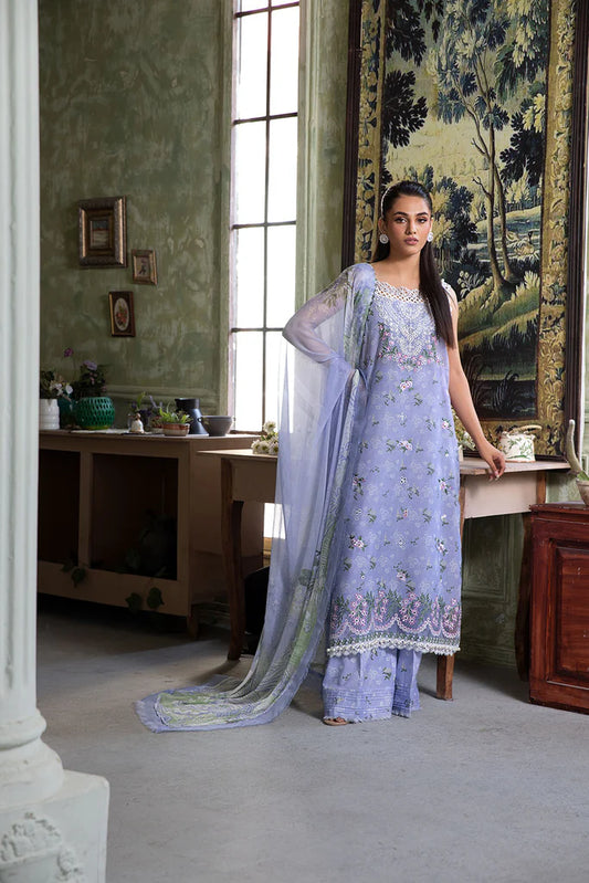 Model wearing lavender Design 7A outfit from Sobia Nazir Vital '25 Vol. 2, Pakistani luxury pret and clothes online in UK.