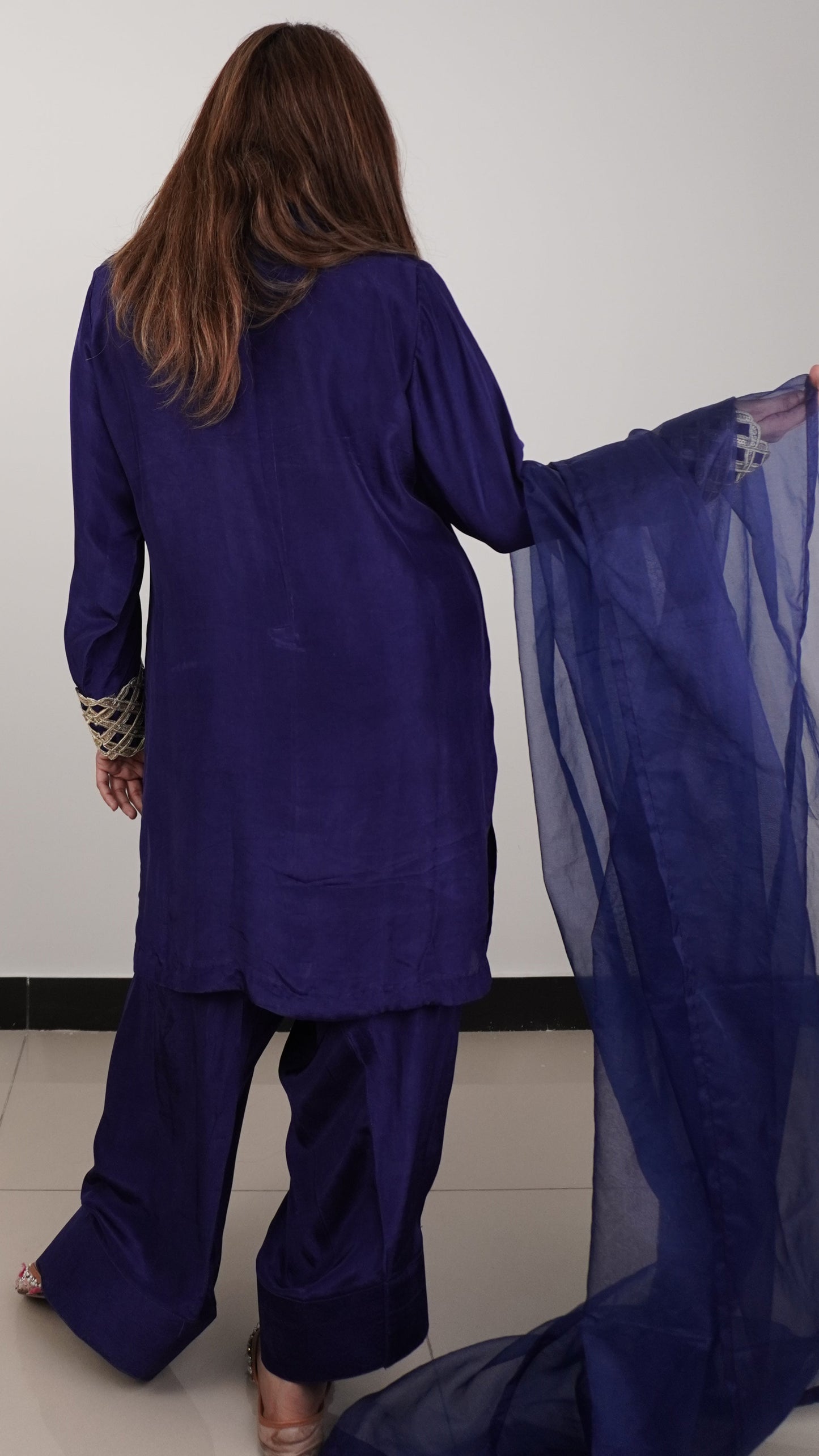 Signature Labels | Farshi Shalwar Suit | Royal Blue