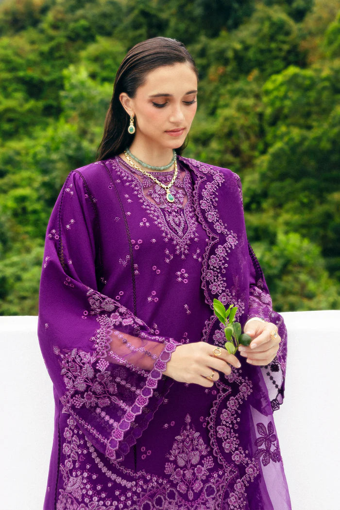 Model wearing deep purple Saira Rizwan ETOILE SREP02-25 from Sajri Eid Pret '25, Pakistani luxury pret, shop Pakistani clothes online in UK.