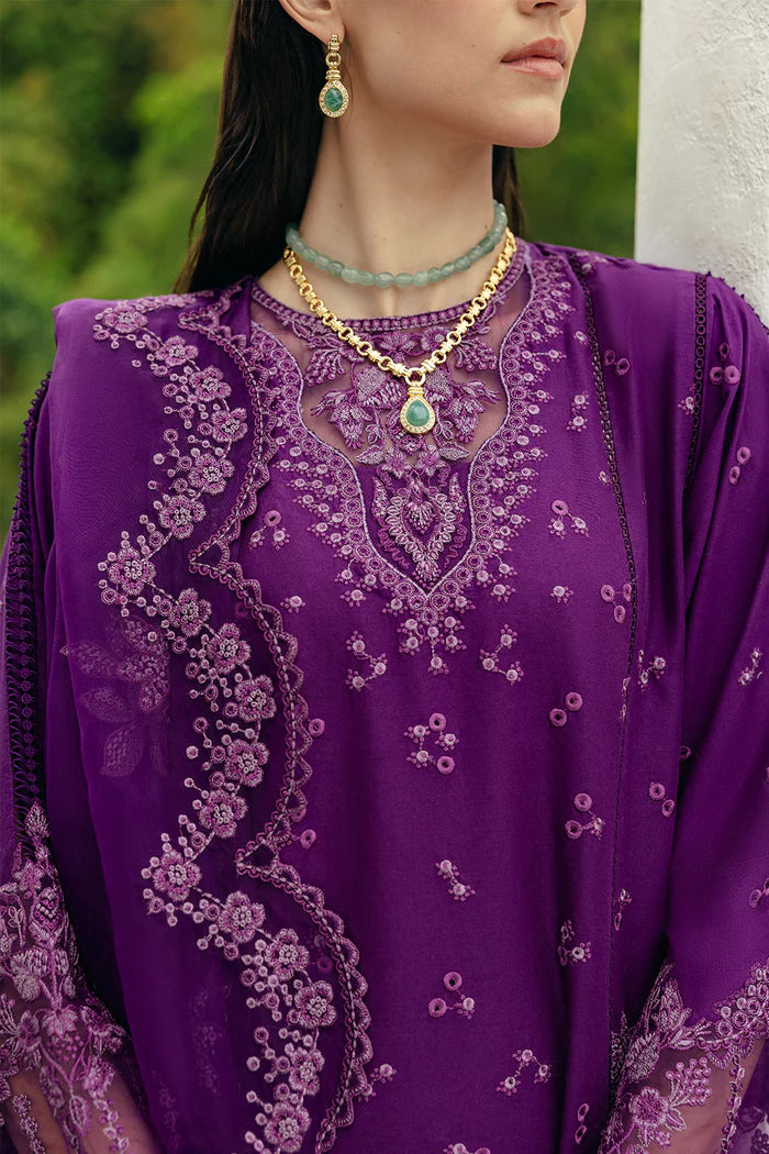 Model wearing deep purple Saira Rizwan ETOILE SREP02-25 from Sajri Eid Pret '25, Pakistani luxury pret, shop Pakistani clothes online in UK.